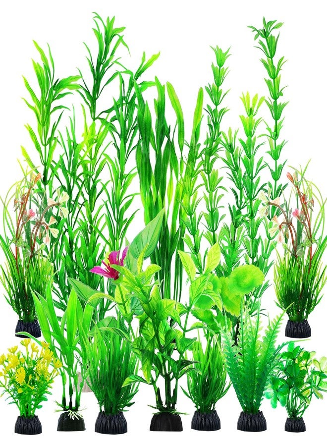 CousDUoBe 12pcs Fish Tank Accessories Aquarium Decorations Green Plants, Green Fish Tanks Decoration Plants, Fish Tank Decor, Aquarium Decor Plastic Plants - Image 1
